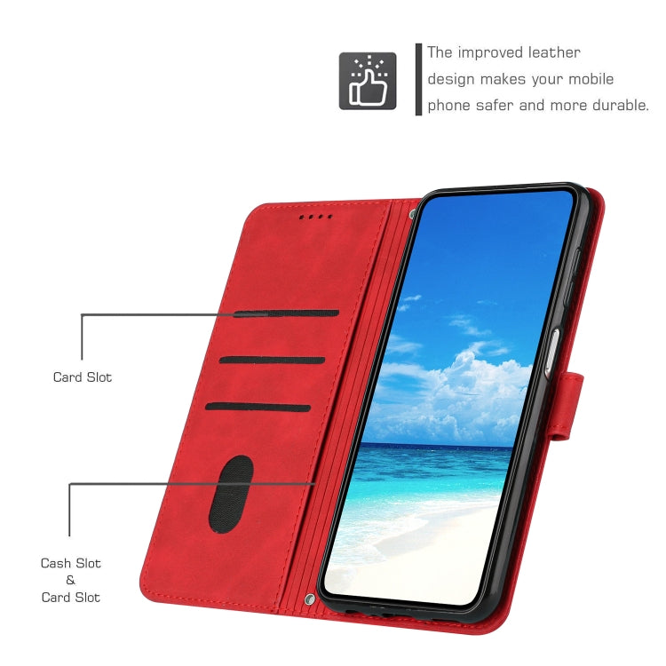 For Samsung Galaxy S25 Ultra 5G Skin Feel Heart Embossed Leather Phone Case with Long Lanyard(Red) - Galaxy S25 Ultra 5G Cases by buy2fix | Online Shopping UK | buy2fix