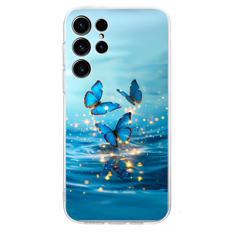 For Samsung Galaxy S25 Ultra 5G Colorful Painting Pattern TPU Phone Case(Blue Butterflies) - Galaxy S25 Ultra 5G Cases by buy2fix | Online Shopping UK | buy2fix