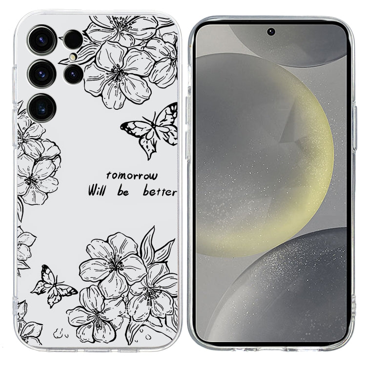 For Samsung Galaxy S25 Ultra 5G Colorful Painting Pattern TPU Phone Case(Butterfly Flower) - Galaxy S25 Ultra 5G Cases by buy2fix | Online Shopping UK | buy2fix