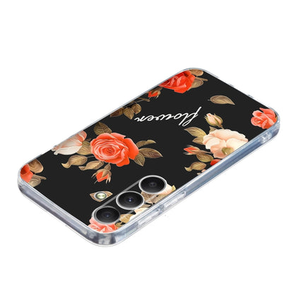 For Samsung Galaxy S25 FE 5G Colorful Painting Pattern TPU Phone Case(Flowers On Black) - Galaxy S25 5G Cases by buy2fix | Online Shopping UK | buy2fix