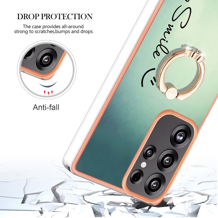 For Samsung Galaxy S25 Ultra 5G Electroplating Dual-side IMD Phone Case with Ring Holder(Smile) - Galaxy S25 Ultra 5G Cases by buy2fix | Online Shopping UK | buy2fix