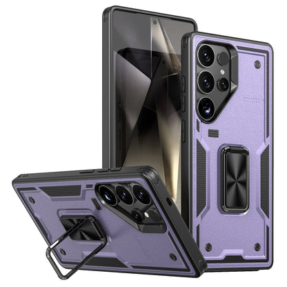 For Samsung Galaxy S25 Ultra 5G Ring Holder PC Hybrid TPU Phone Case(Purple) - Galaxy S25 Ultra 5G Cases by buy2fix | Online Shopping UK | buy2fix