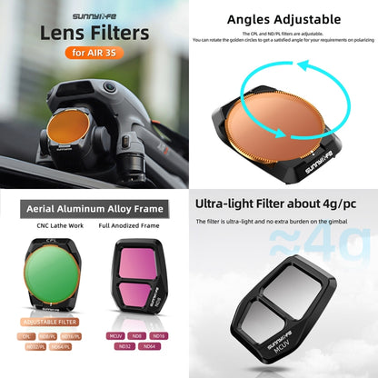 For DJI Air 3S Sunnylife Camera Lens Filter, Filter:4 in 1 UV CPL ND32 ND64 -  by Sunnylife | Online Shopping UK | buy2fix