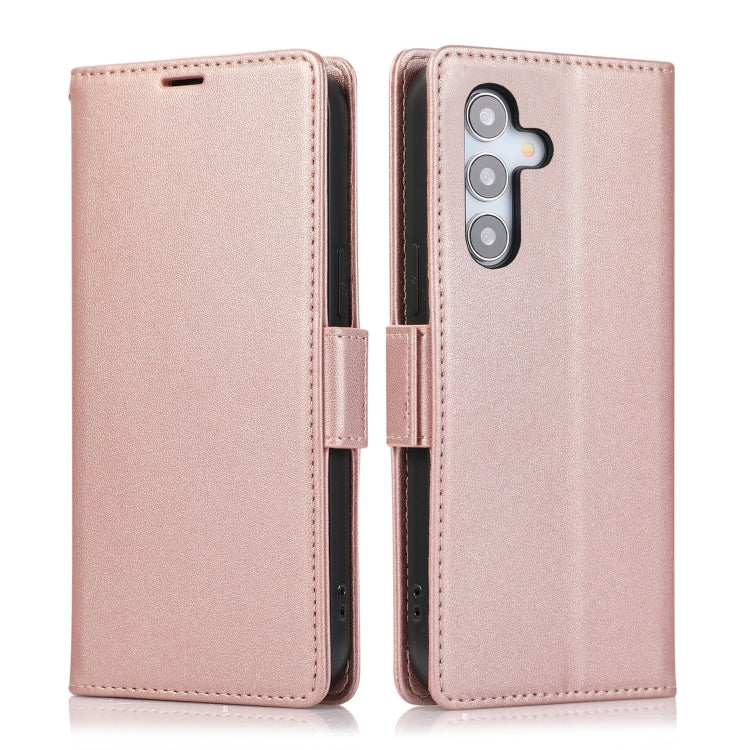 For Samsung Galaxy S25+ / S24+ 5G Side Buckle RFID Anti-theft Leather Phone Case(Rose Gold) - Galaxy S25+ 5G Cases by buy2fix | Online Shopping UK | buy2fix