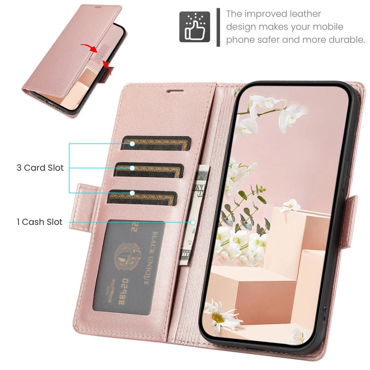 For Samsung Galaxy S25+ / S24+ 5G Side Buckle RFID Anti-theft Leather Phone Case(Rose Gold) - Galaxy S25+ 5G Cases by buy2fix | Online Shopping UK | buy2fix