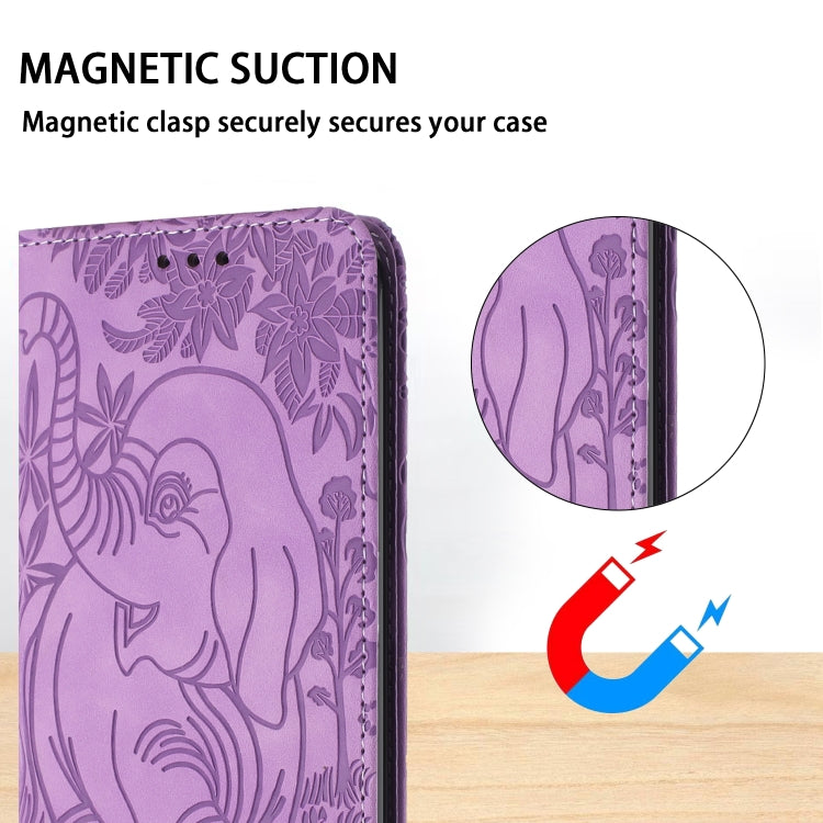 For Samsung Galaxy S25 Ultra 5G Retro Elephant Embossed Leather Phone Case(Purple) - Galaxy S25 Ultra 5G Cases by buy2fix | Online Shopping UK | buy2fix