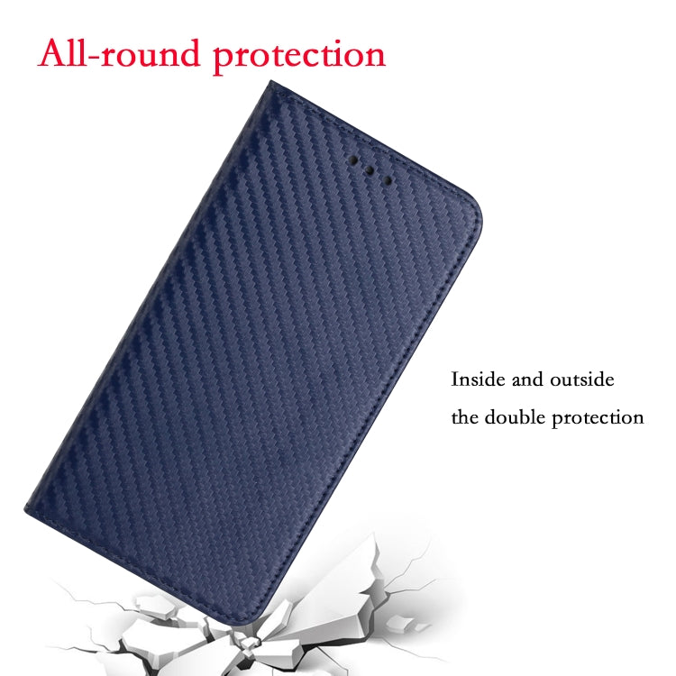 For Samsung Galaxy S25+ 5G Carbon Fiber Texture Magnetic Flip Leather Phone Case(Blue) - Galaxy S25+ 5G Cases by buy2fix | Online Shopping UK | buy2fix