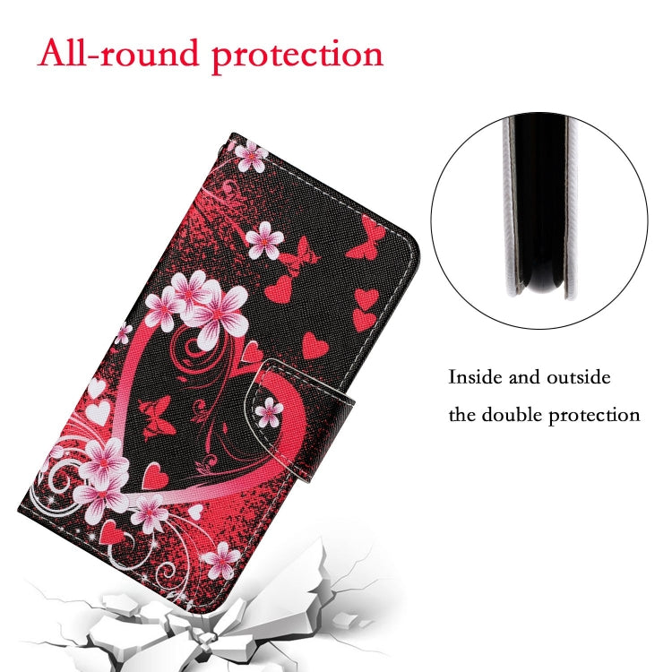 For Samsung Galaxy S25 5G Colored Drawing Pattern Leather Phone Case(Red Heart) - Galaxy S25 5G Cases by buy2fix | Online Shopping UK | buy2fix