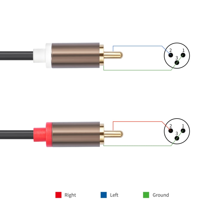 2 RCA Male to 2 XLR Male Audio Balance Cable, Length:1.5m(Black) - RCA Cable by buy2fix | Online Shopping UK | buy2fix