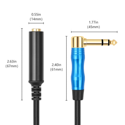 6.35mm 1/4 TRS Male Stereo Elbow to Female Electric Guitar Audio Cable, Length:1.8m(Black Blue) - Microphone Audio Cable & Connector by buy2fix | Online Shopping UK | buy2fix