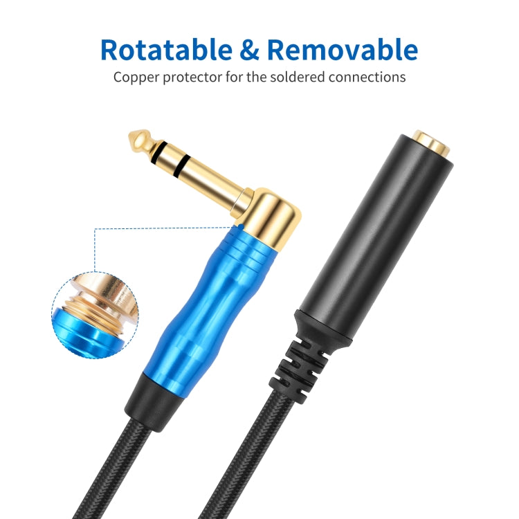 6.35mm 1/4 TRS Male Stereo Elbow to Female Electric Guitar Audio Cable, Length:1.8m(Black Blue) - Microphone Audio Cable & Connector by buy2fix | Online Shopping UK | buy2fix