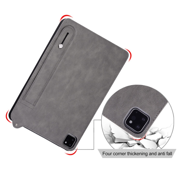 For Samsung Galaxy Tab S10+ / S9+ / S8+ TPU Leather Back Tablet Case with Wristband(Grey) - Tab S10+ Cases by buy2fix | Online Shopping UK | buy2fix