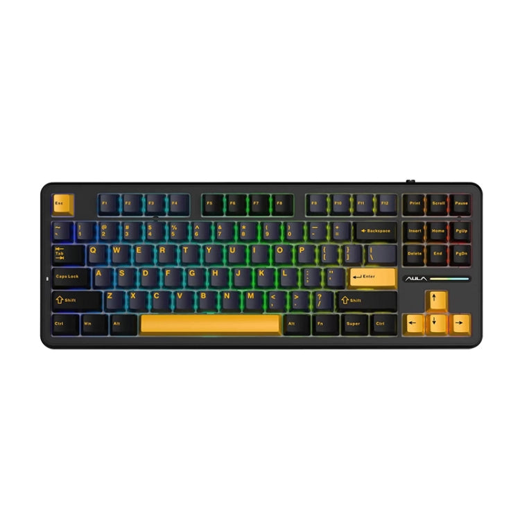 AULA F87 87 Keys Wired/2.4G/Bluetooth Three Model Customized RGB Mechanical Keyboard(Thunder Black) - Wireless Keyboard by AULA | Online Shopping UK | buy2fix