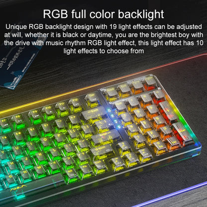 AULA F98 Pro 99 Keys Wired/2.4G/Bluetooth Three Model RGB Mechanical Keyboard, Shaft:Ice Crystal Shaft(Transparent Black) - Wireless Keyboard by AULA | Online Shopping UK | buy2fix