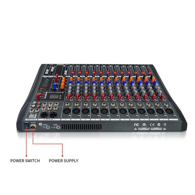 XTUGA CT120X 12-Channels Audio Mixer DJ Mixing Console with 48V Power Supply(US Plug) - Live Sound Effects Processors by XTUGA | Online Shopping UK | buy2fix