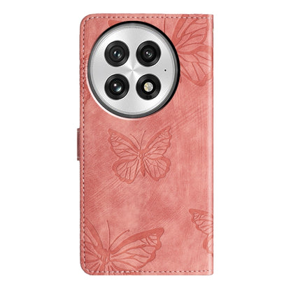 For OnePlus 13 Skin-feel Embossed Butterfly Leather Phone Case(Pink) - OnePlus Cases by buy2fix | Online Shopping UK | buy2fix