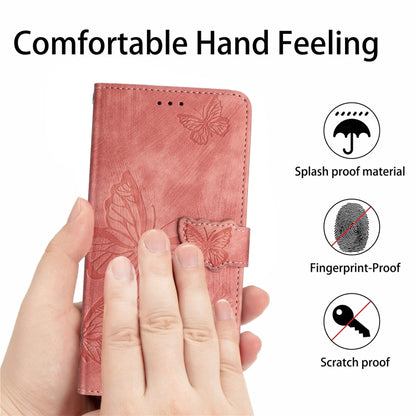 For OnePlus 13 Skin-feel Embossed Butterfly Leather Phone Case(Pink) - OnePlus Cases by buy2fix | Online Shopping UK | buy2fix