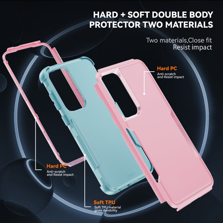 For Samsung Galaxy S25 5G TPU + PC Shockproof Protective Phone Case(Pink + Grey Green) - Galaxy S25 5G Cases by buy2fix | Online Shopping UK | buy2fix