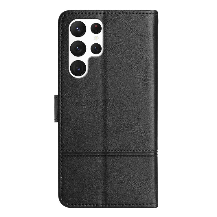 For Samsung Galaxy S25 Ultra 5G Cowhide Texture Stitching Leather Phone Case(Black) - Galaxy S25 Ultra 5G Cases by buy2fix | Online Shopping UK | buy2fix