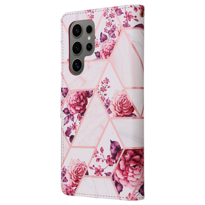 For Samsung Galaxy S25 Ultra 5G Marble Bronzing Stitching Leather Phone Case(Rose Gold) - Galaxy S25 Ultra 5G Cases by buy2fix | Online Shopping UK | buy2fix