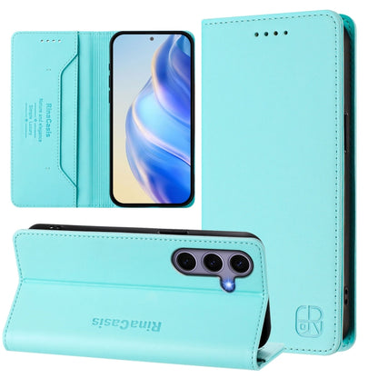 For Samsung Galaxy S24+ / S25+ 5G RC01 Dual-Folded Magnetic Suction RFID Leather Phone Case(Mint Green) - Galaxy S25+ 5G Cases by buy2fix | Online Shopping UK | buy2fix