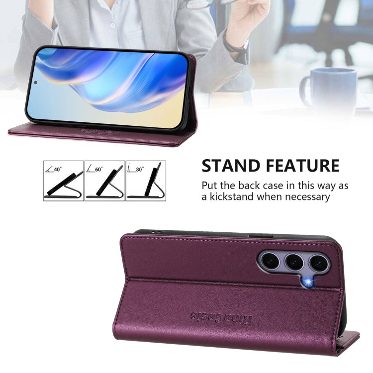 For Samsung Galaxy S24+ / S25+ 5G RC01 Dual-Folded Magnetic Suction RFID Leather Phone Case(Violet) - Galaxy S25+ 5G Cases by buy2fix | Online Shopping UK | buy2fix