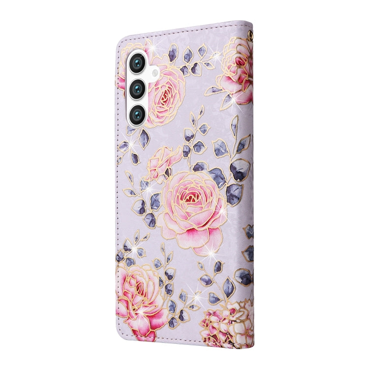 For Samsung Galaxy S25 5G Bronzing Painting RFID Leather Phone Case(Pastoral Rose) - Galaxy S25 5G Cases by buy2fix | Online Shopping UK | buy2fix