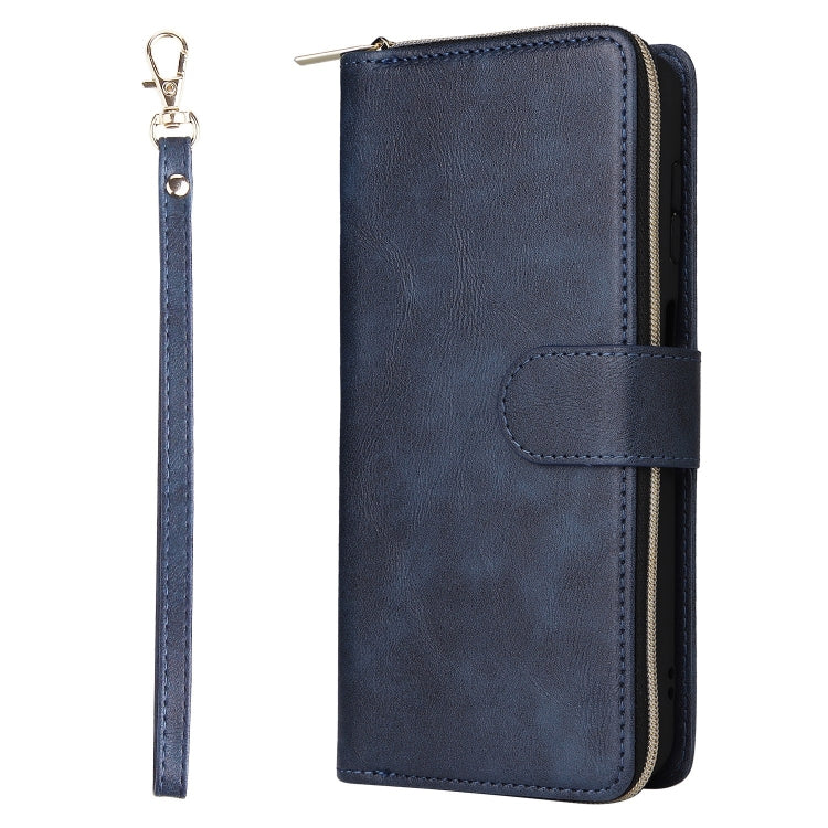 For Samsung Galaxy S25 5G 9-Card Slots Zipper Wallet Bag Leather Phone Case(Blue) - Galaxy S25 5G Cases by buy2fix | Online Shopping UK | buy2fix