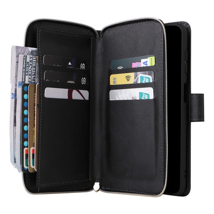 For Samsung Galaxy S25+ 5G 9-Card Slots Zipper Wallet Bag Leather Phone Case(Black) - Galaxy S25+ 5G Cases by buy2fix | Online Shopping UK | buy2fix