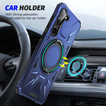 For Samsung Galaxy S25+ 5G MagSafe Magnetic Shockproof Phone Case with Ring Holder(Navy Blue) - Galaxy S25+ 5G Cases by buy2fix | Online Shopping UK | buy2fix