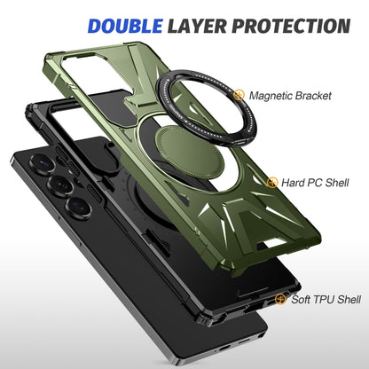 For Samsung Galaxy S25 Ultra 5G MagSafe Magnetic Shockproof Phone Case with Ring Holder(Dark Green) - Galaxy S25 Ultra 5G Cases by buy2fix | Online Shopping UK | buy2fix