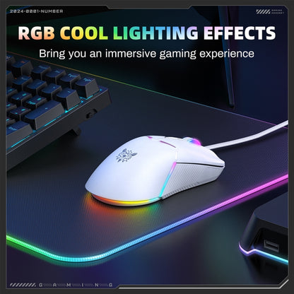 ONIKUMA CW929 RGB 6400DPI Wired Mouse(White) - Wired Mice by ONIKUMA | Online Shopping UK | buy2fix