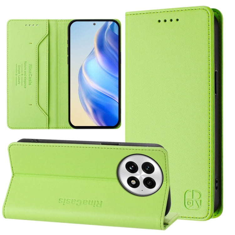 For OnePlus 13 RC01 Dual-Folded Magnetic Suction RFID Leather Phone Case(Grass Green) - OnePlus Cases by buy2fix | Online Shopping UK | buy2fix