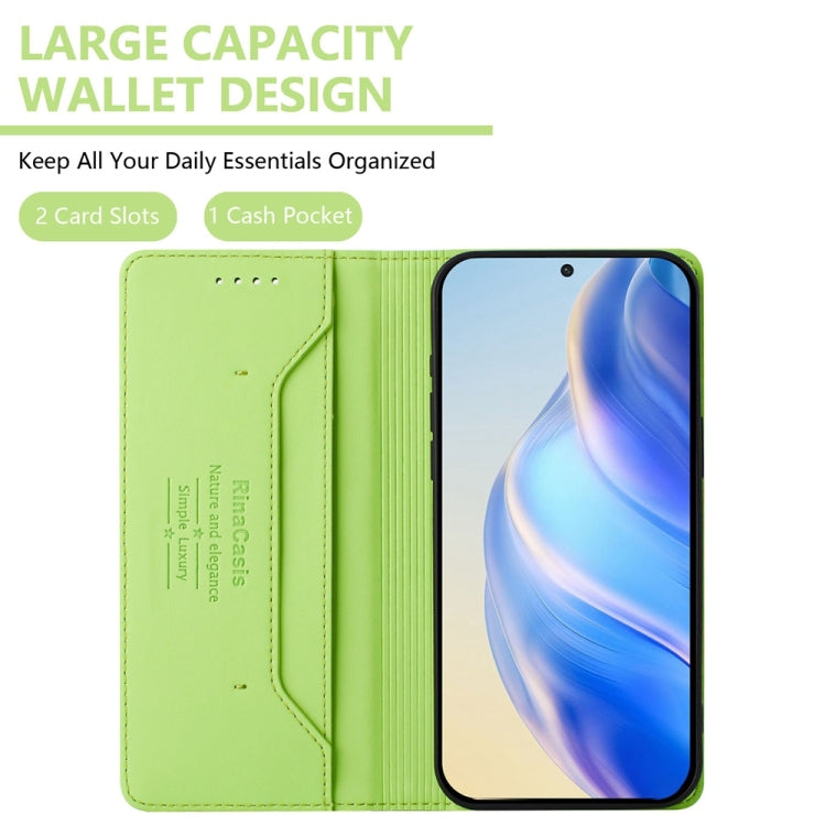 For OnePlus 13 RC01 Dual-Folded Magnetic Suction RFID Leather Phone Case(Grass Green) - OnePlus Cases by buy2fix | Online Shopping UK | buy2fix