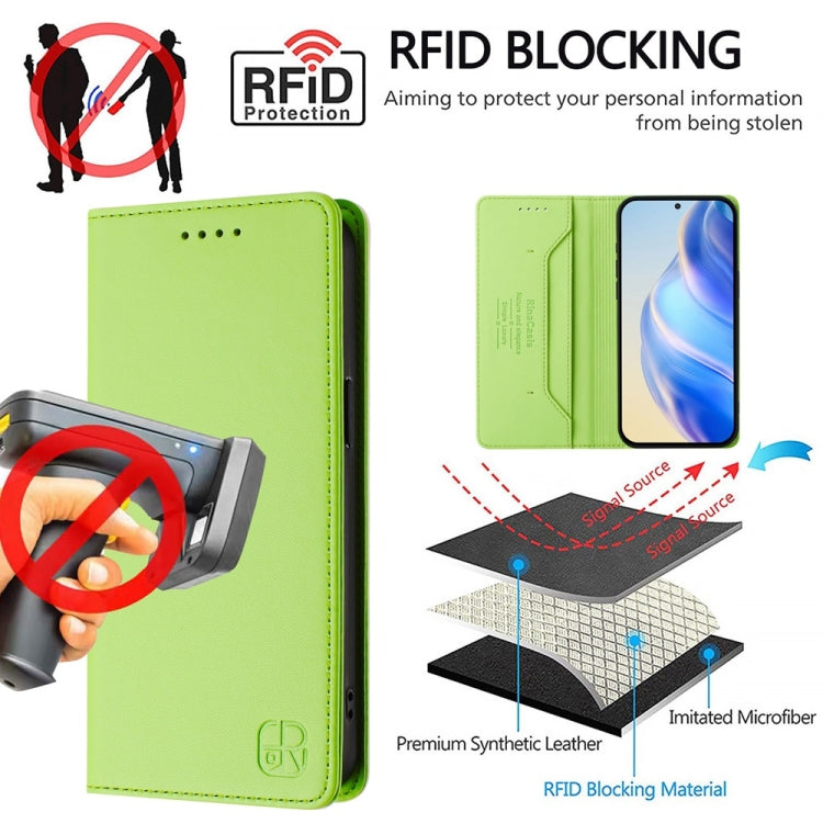 For OnePlus 13 RC01 Dual-Folded Magnetic Suction RFID Leather Phone Case(Grass Green) - OnePlus Cases by buy2fix | Online Shopping UK | buy2fix