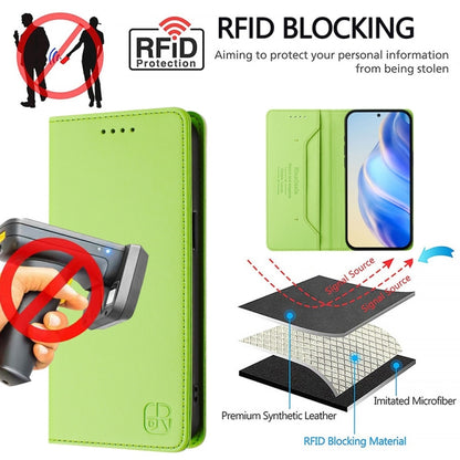 For OnePlus 13 RC01 Dual-Folded Magnetic Suction RFID Leather Phone Case(Grass Green) - OnePlus Cases by buy2fix | Online Shopping UK | buy2fix