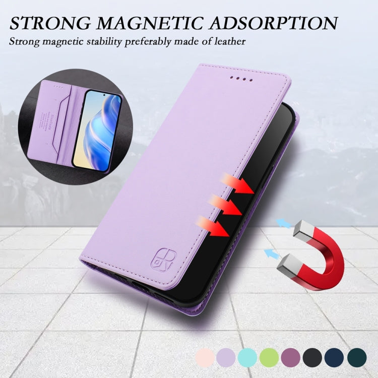 For OnePlus 13 RC01 Dual-Folded Magnetic Suction RFID Leather Phone Case(Light Purple) - OnePlus Cases by buy2fix | Online Shopping UK | buy2fix