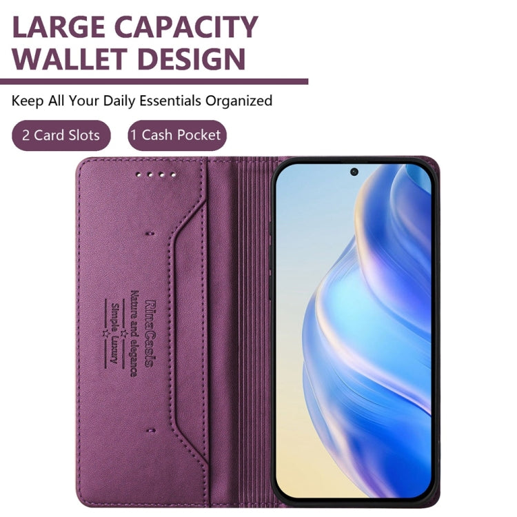 For OnePlus 13 RC01 Dual-Folded Magnetic Suction RFID Leather Phone Case(Violet) - OnePlus Cases by buy2fix | Online Shopping UK | buy2fix