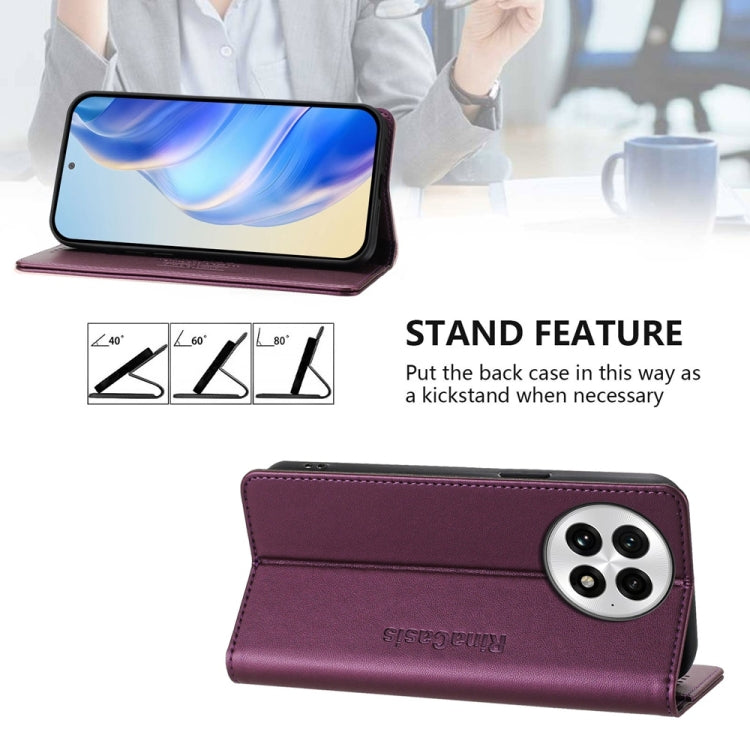 For OnePlus 13 RC01 Dual-Folded Magnetic Suction RFID Leather Phone Case(Violet) - OnePlus Cases by buy2fix | Online Shopping UK | buy2fix