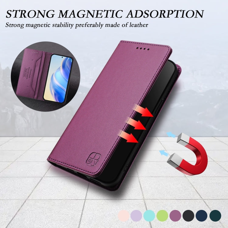 For OnePlus 13 RC01 Dual-Folded Magnetic Suction RFID Leather Phone Case(Violet) - OnePlus Cases by buy2fix | Online Shopping UK | buy2fix