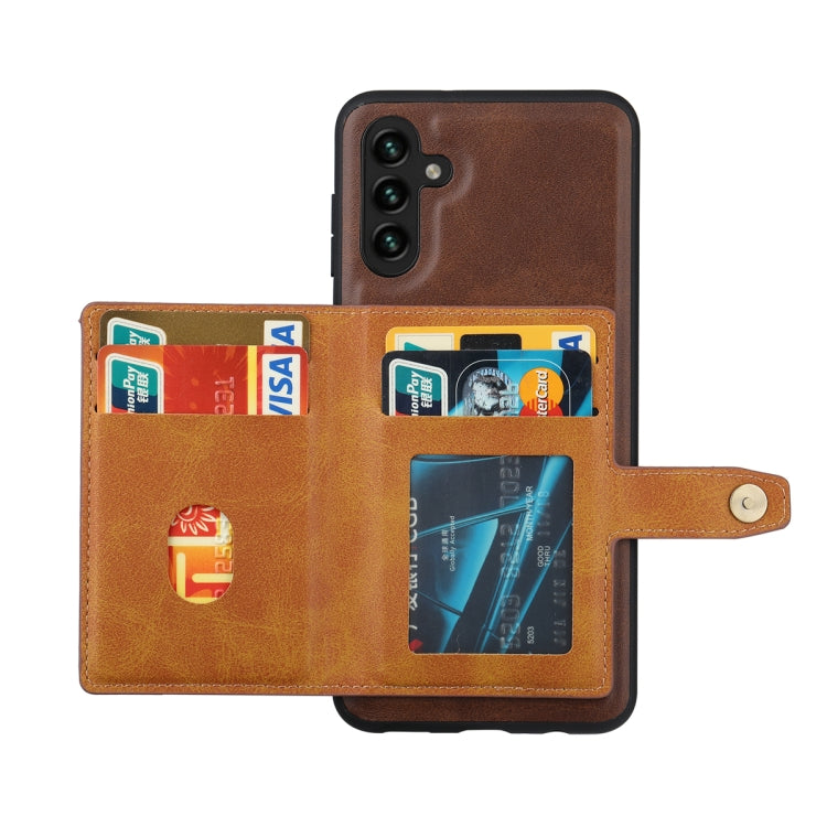 For Samsung Galaxy S25 5G Calfskin Card Slot TPU Hybrid PU Phone Case(Brown) - Galaxy S25 5G Cases by buy2fix | Online Shopping UK | buy2fix