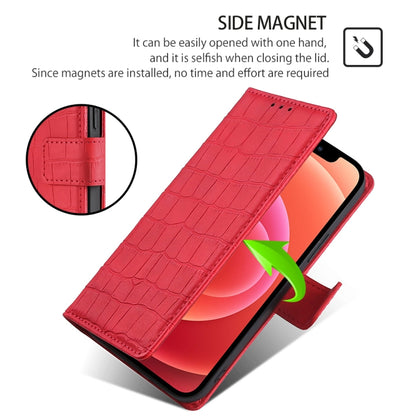 For Samsung Galaxy S25+ 5G Skin Feel Crocodile Magnetic Clasp Leather Phone Case(Red) - Galaxy S25+ 5G Tempered Glass by buy2fix | Online Shopping UK | buy2fix