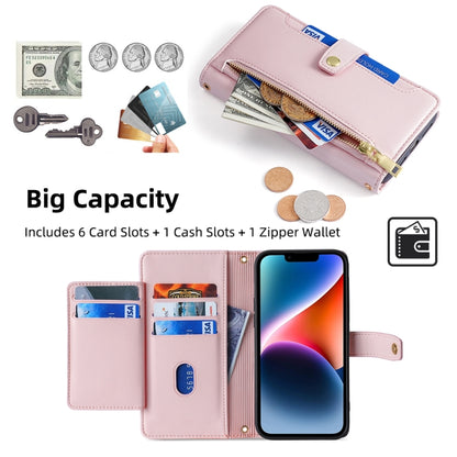 For Samsung Galaxy S25 5G Sheep Texture Cross-body Zipper Wallet Leather Phone Case(Pink) - Galaxy S25 5G Cases by buy2fix | Online Shopping UK | buy2fix