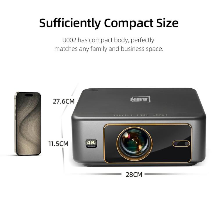 AUN U002 1920x1080P 970ANSI Android 12 Home Theater Smart Projector, EU Plug(Dark Grey) - LED Projector by AUN | Online Shopping UK | buy2fix