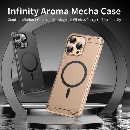 For iPhone 16 R-JUST RJ63 Frameless Aroma Mecha MagSafe Phone Case(Silver) - iPhone 16 Cases by R-JUST | Online Shopping UK | buy2fix