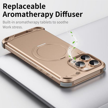 For iPhone 16 Pro Max R-JUST RJ63-1 Frameless Aroma Mecha MagSafe Holder Phone Case(Titanium) - iPhone 16 Pro Max Cases by R-JUST | Online Shopping UK | buy2fix