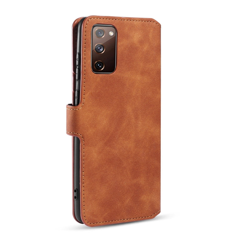 For Samsung Galaxy S20 FE DG.MING Retro Oil Side Horizontal Flip Case with Holder & Card Slots & Wallet(Brown) - Galaxy S20 FE Cases by DG.MING | Online Shopping UK | buy2fix