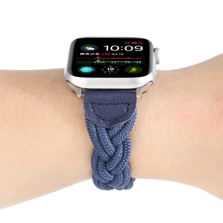 Elastic Woven Watch Band For Apple Watch Ultra 49mm&Watch Ultra 2 49mm / Series 9&8&7 45mm / SE 3&SE 2&6&SE&5&4 44mm / 3&2&1 42mm, Length:120mm(Blue) - Watch Bands by buy2fix | Online Shopping UK | buy2fix