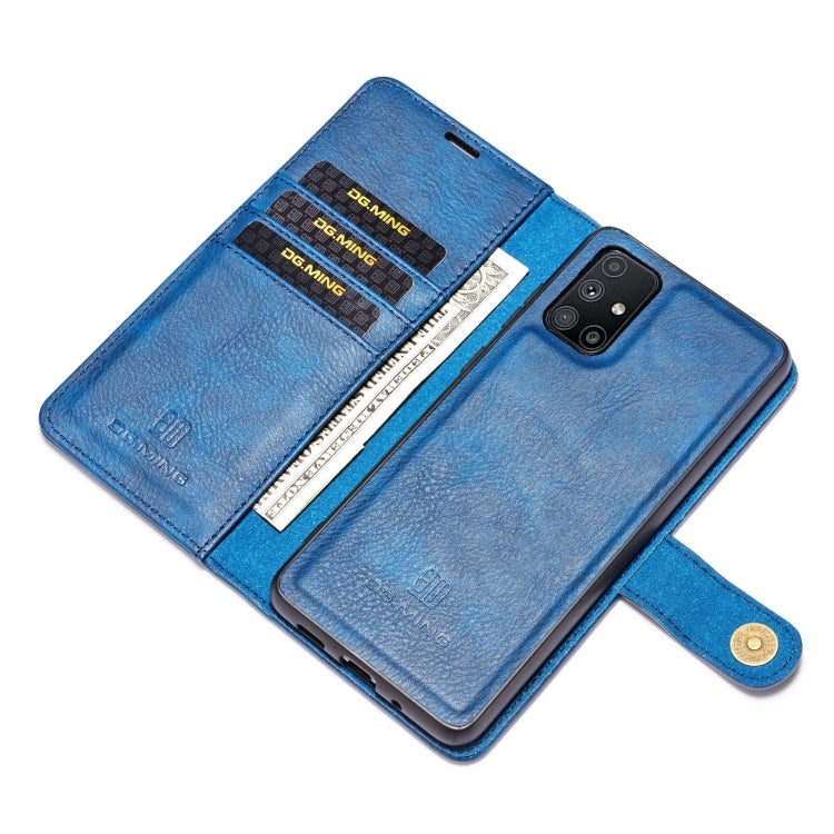 For Samsung Galaxy M51 DG.MING Crazy Horse Texture Flip Detachable Magnetic Leather Case with Holder & Card Slots & Wallet(Blue) - Galaxy Phone Cases by DG.MING | Online Shopping UK | buy2fix