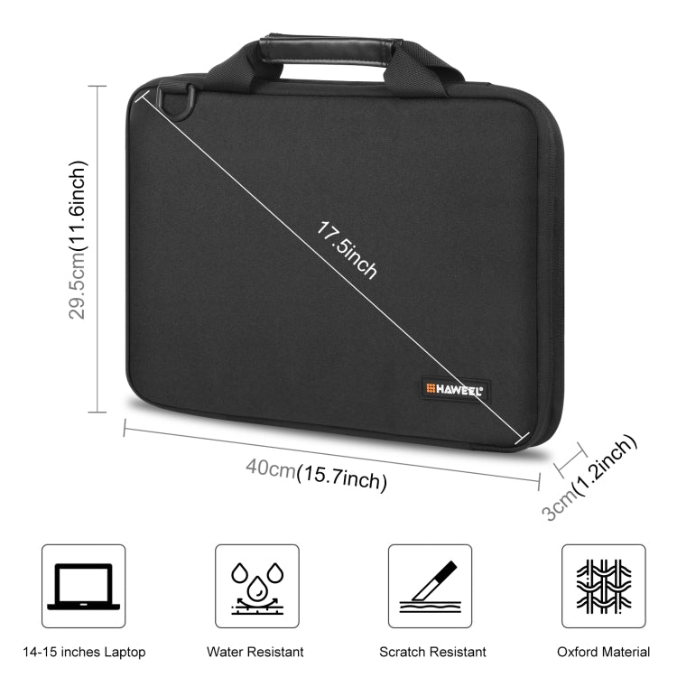 HAWEEL 14.0 inch -16.0 inch Briefcase Crossbody Laptop Bag For Macbook, Lenovo Thinkpad, ASUS, HP(Black) - 15 inch by HAWEEL | Online Shopping UK | buy2fix